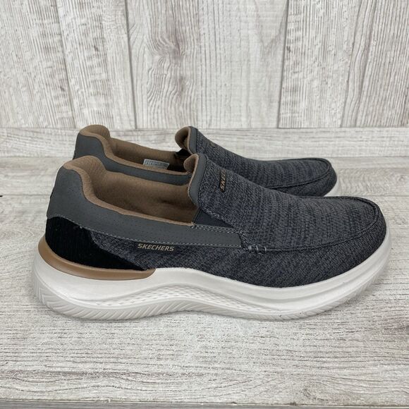 Skechers Hasting Marco Men Size 11.5 Gray Black Slip On Memory Foam Shoe 205367 main image 4